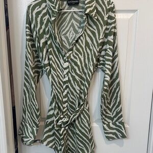 Kittenish Olive and Cream Zebra Dress